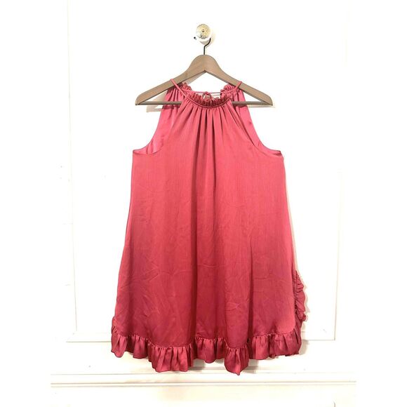 Trina Turk Size Small Womens Fuchsia Halter Sleeveless  Ruffle Hem Dress - Picture 8 of 8